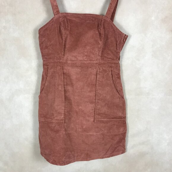 COMMON STITCH Rustic Brown Corduroy Mini Dress NEW LARGE - Picture 4 of 9
